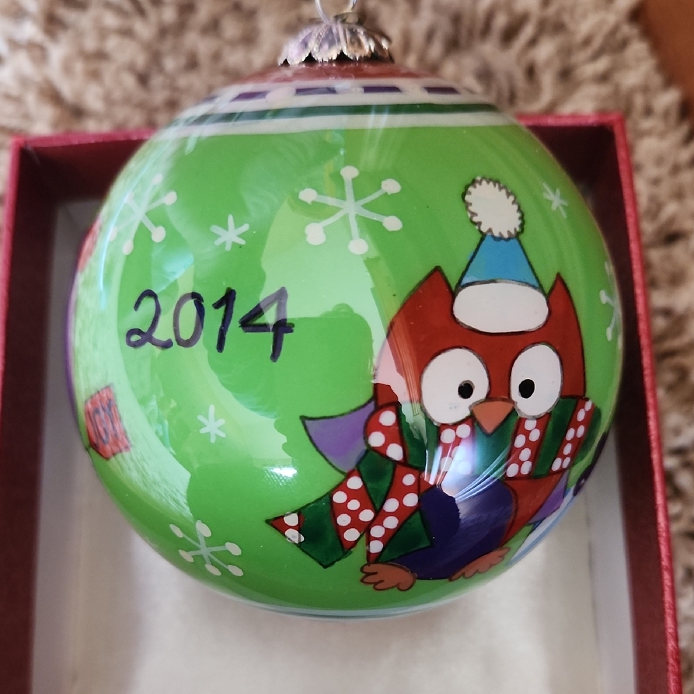 Pier 1 Li Bien Green Owl 2014 Christmas Ornament
